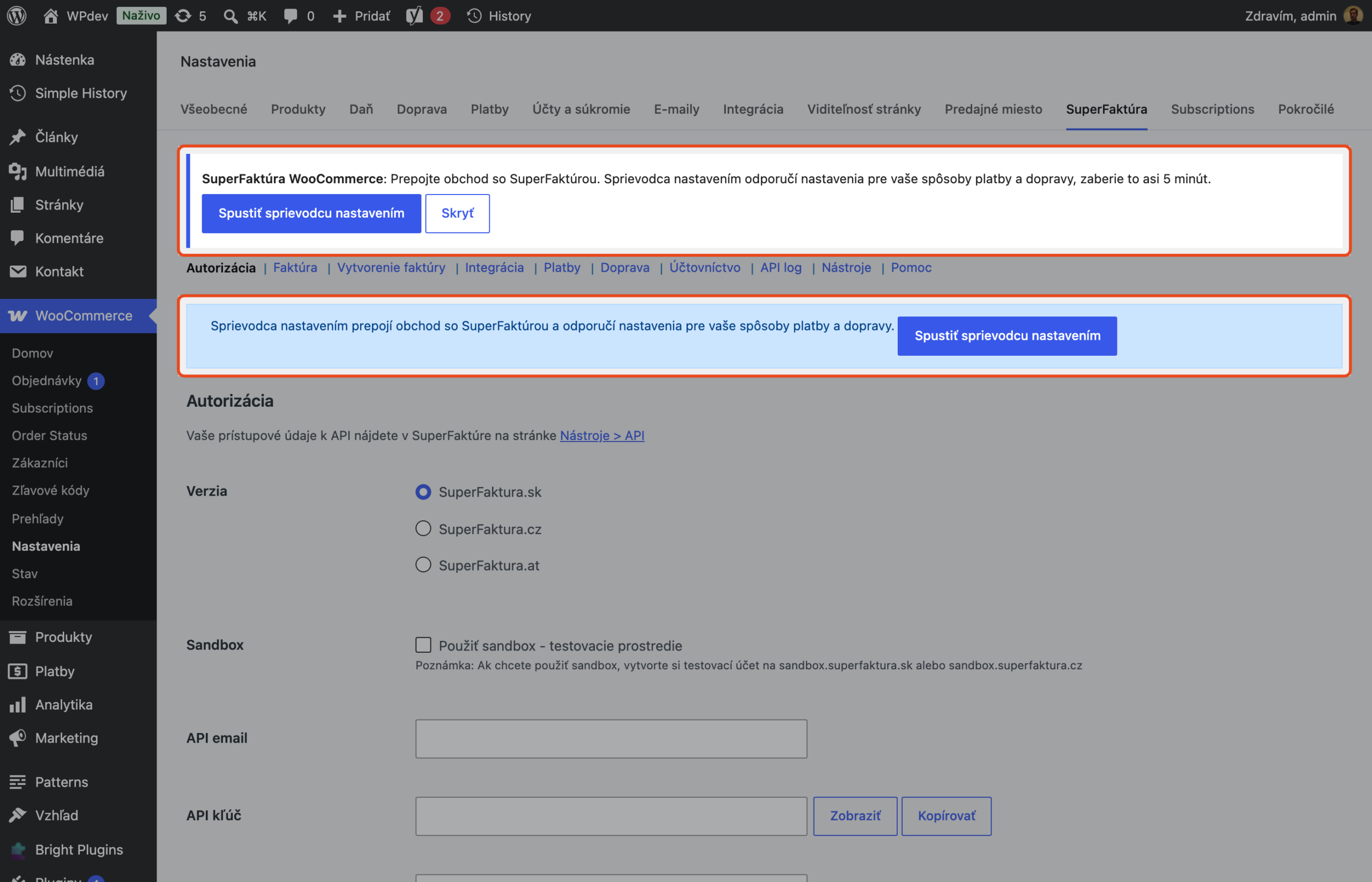 Ponuka sprievodcu v administrácii